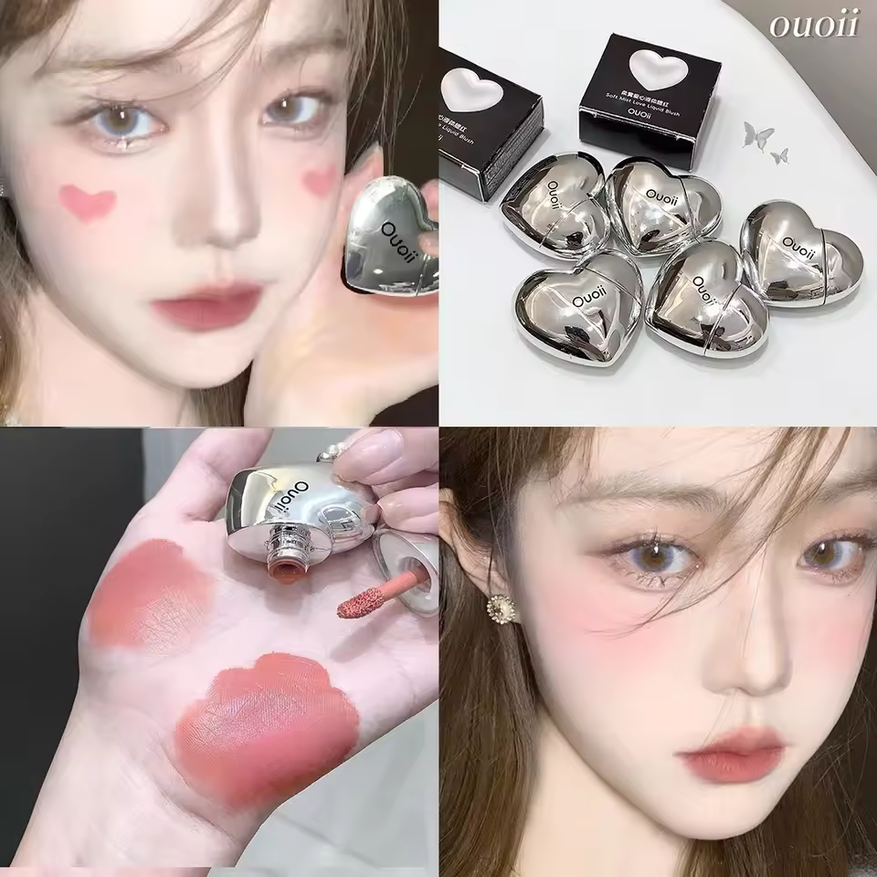 Ouoii Lavender Matte Liquid Blush Velvet Heart Shaped Face Pigment