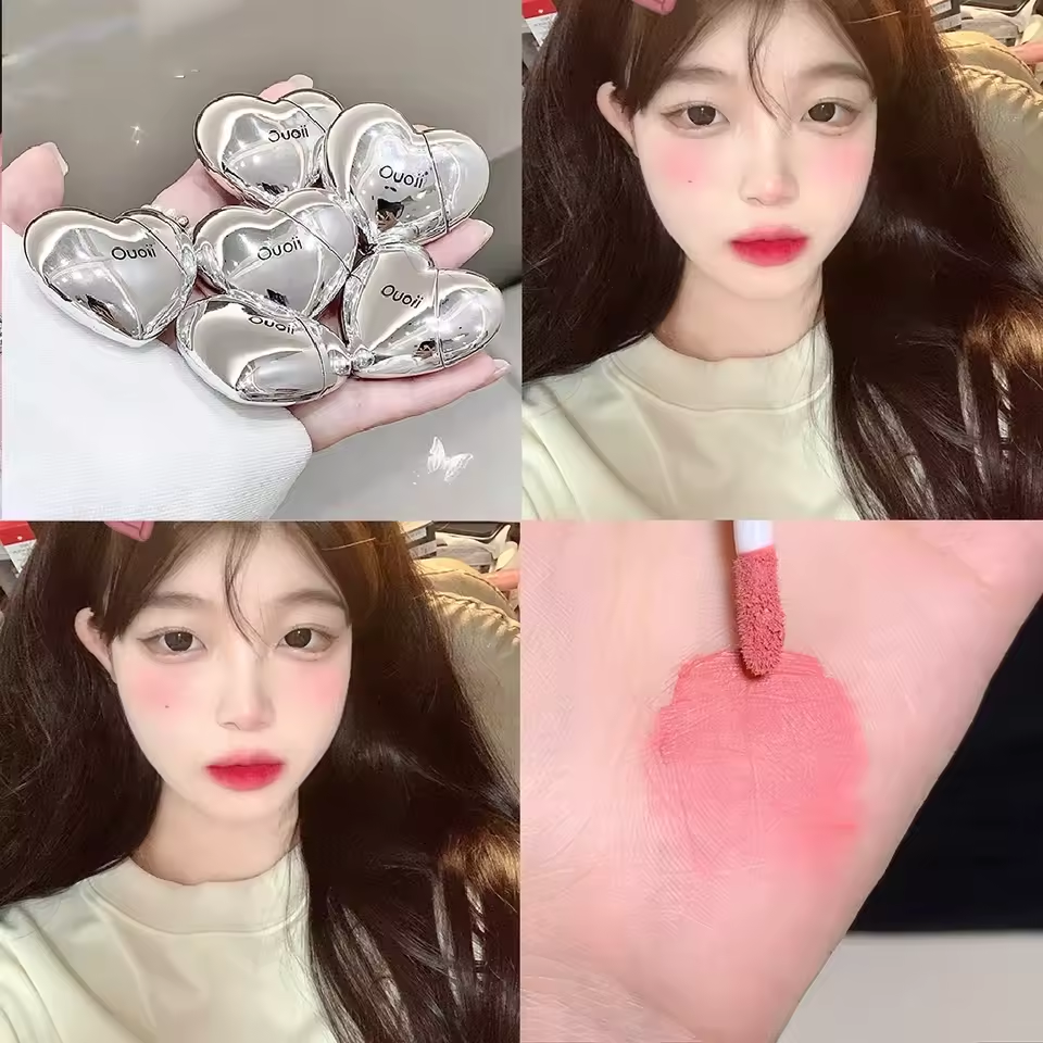 Ouoii Lavender Matte Liquid Blush Velvet Heart Shaped Face Pigment
