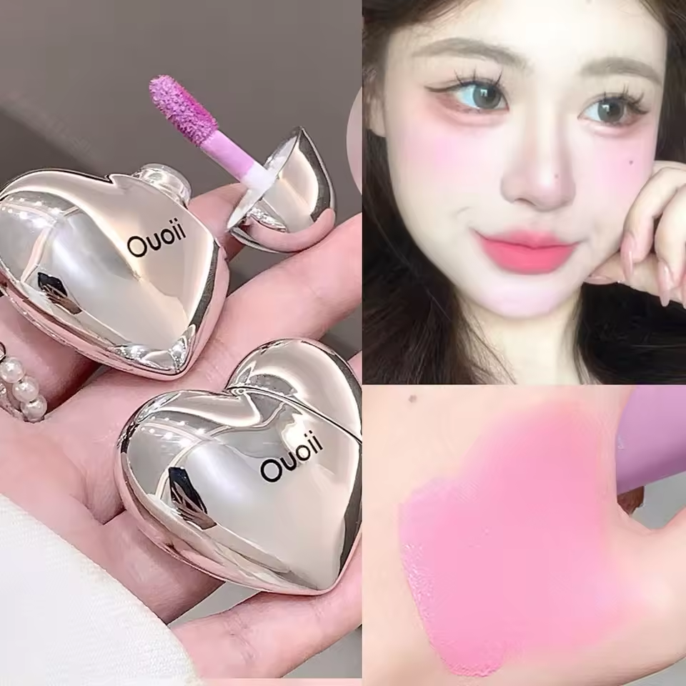 Ouoii Lavender Matte Liquid Blush Velvet Heart Shaped Face Pigment