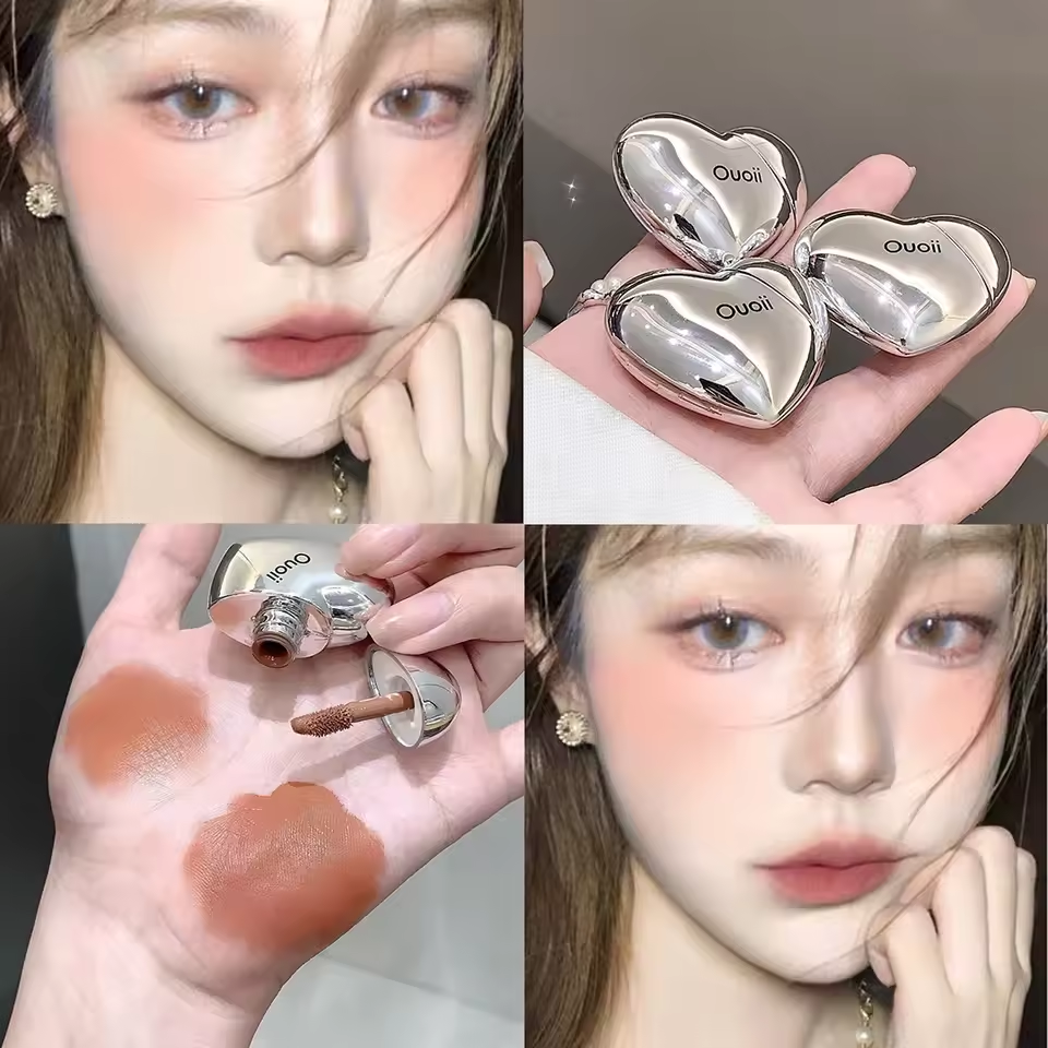 Ouoii Lavender Matte Liquid Blush Velvet Heart Shaped Face Pigment