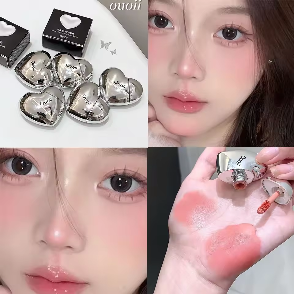 Ouoii Lavender Matte Liquid Blush Velvet Heart Shaped Face Pigment
