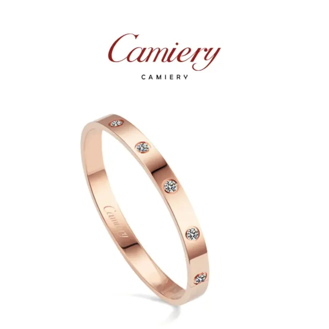 Camiery Rose Gold-Plated American Diamond Studded Kada Bracelet