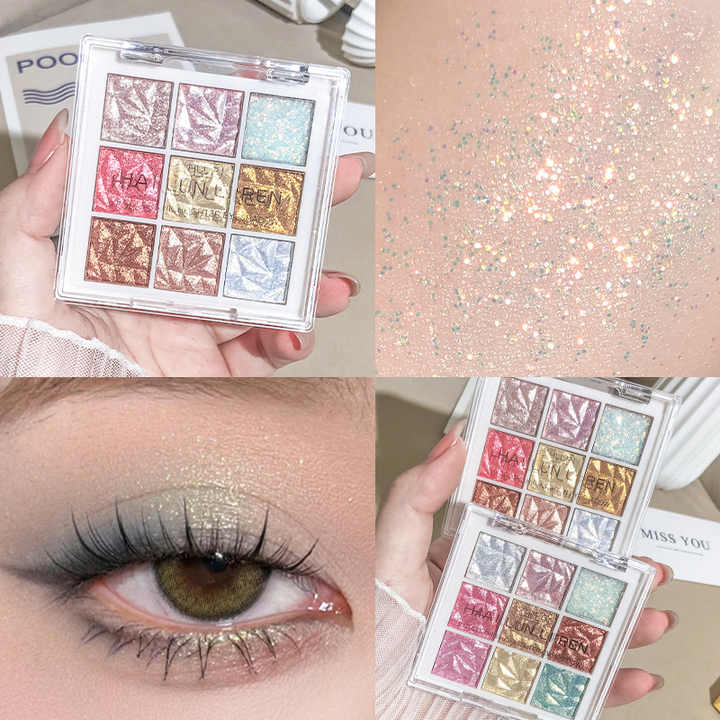 HLLR 9 Colors Eyeshadow Palette Shimmer Glitter