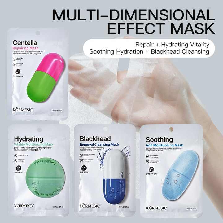 KORMESIC Moisturizing Centella Repairing Brightening Hydrating Face Sheet Mask