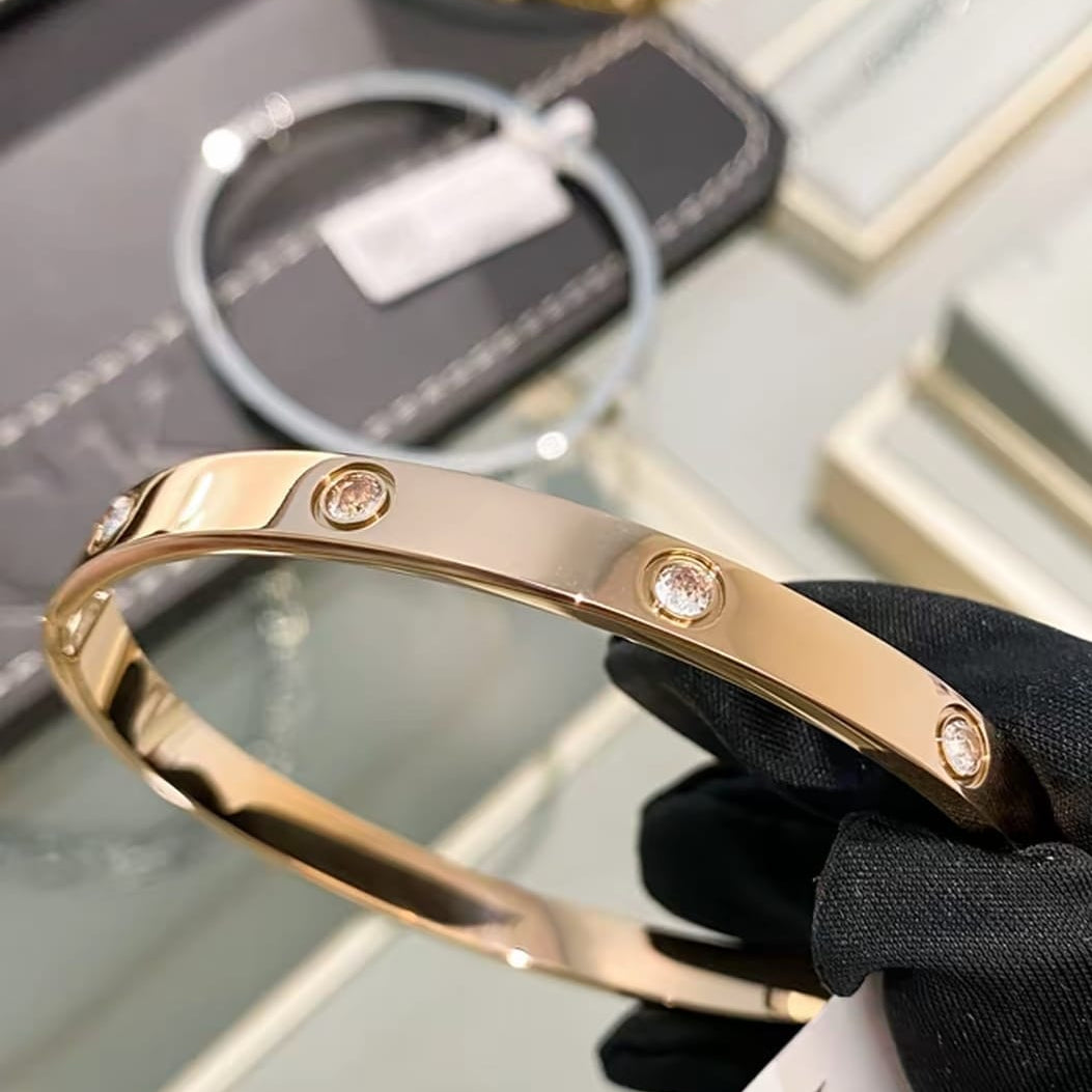 Camiery Rose Gold-Plated American Diamond Studded Kada Bracelet
