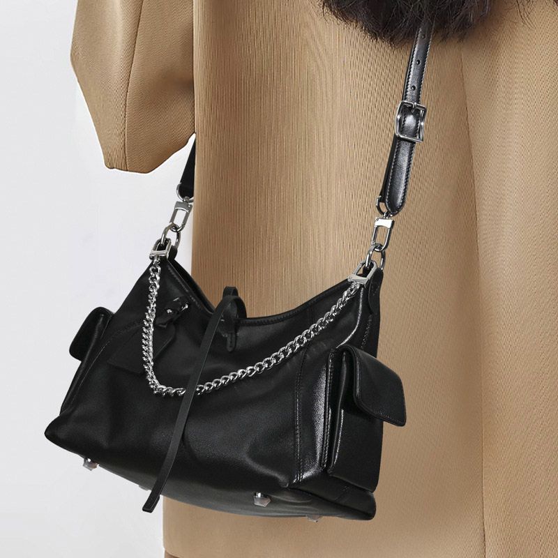 Women’s Black Genuine Leather Minimalist Carryall Bag