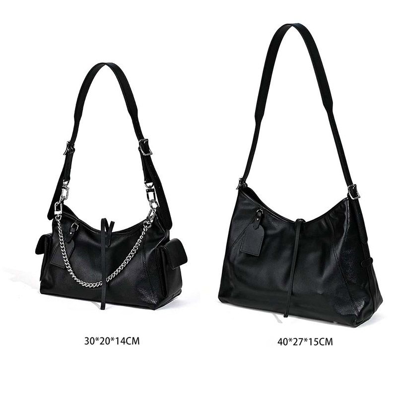 Women’s Black Genuine Leather Minimalist Carryall Bag