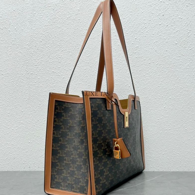 Women's Celine Triomphe Canvas And Leather Tote Bag