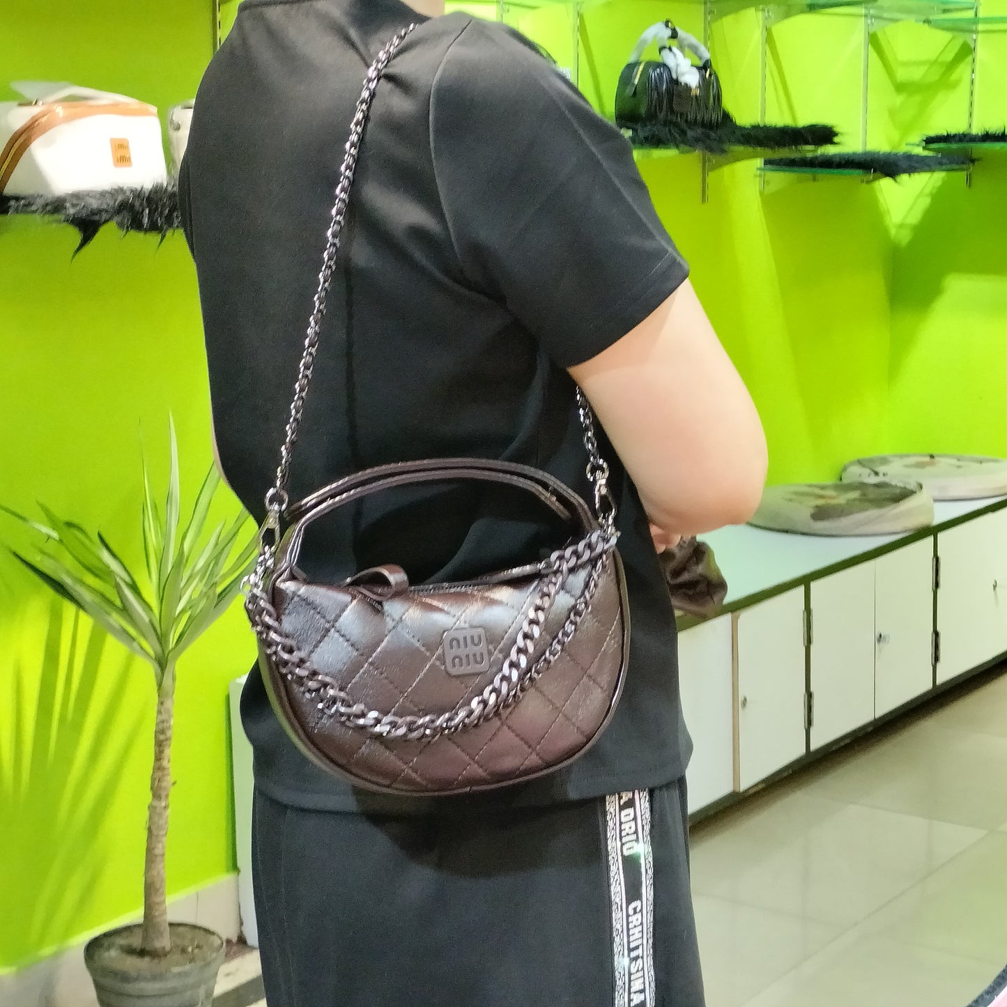 Niu Niu Fleming Soft Mini Crescent Women's Brown Clutch Bag