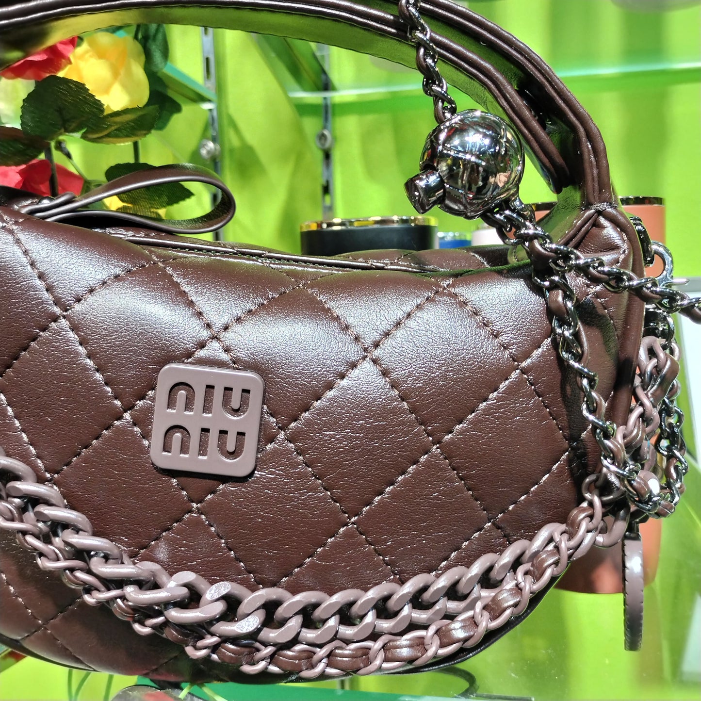 Niu Niu Fleming Soft Mini Crescent Women's Brown Clutch Bag