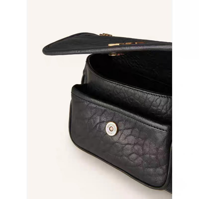 Saint Laurent Black Niki Medium Ysl-Plaque Leather Shoulder Bag