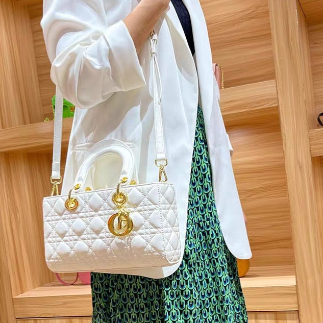 Dior Medium Lady D-Joy Bag In Latte Lambskin With Cannage Stitching