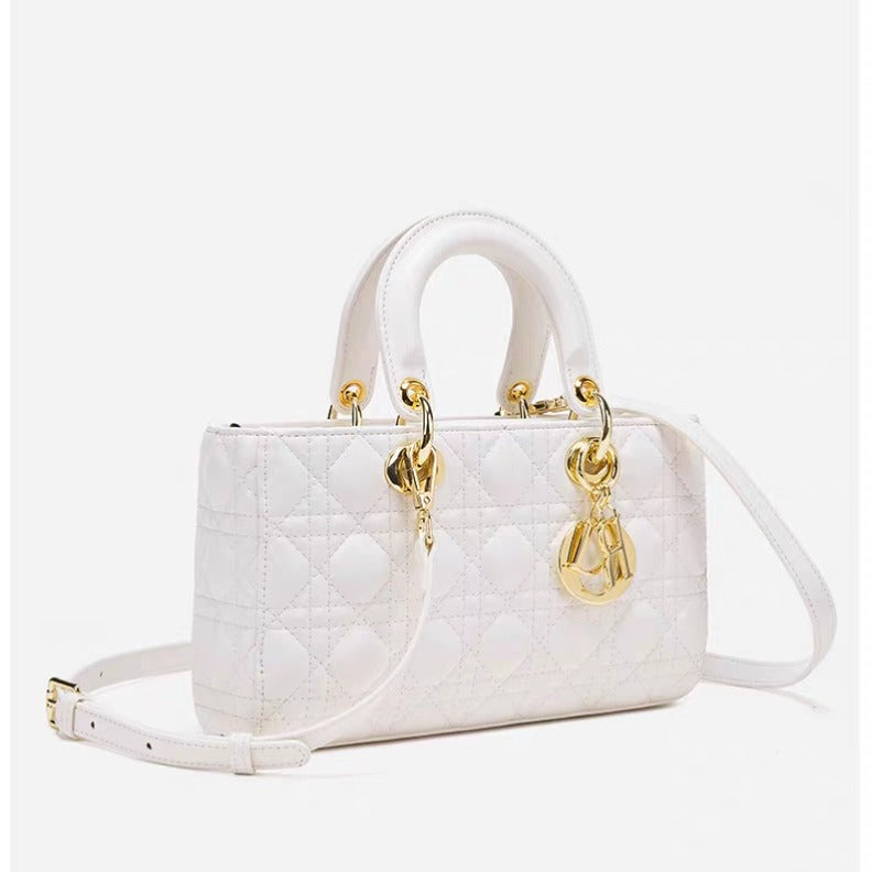 Dior Medium Lady D-Joy Bag In Latte Lambskin With Cannage Stitching