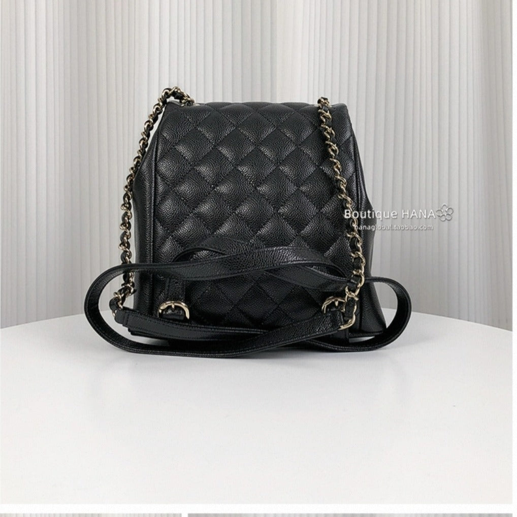 Chanel Medium Cargo Duma Backpack Black Shiny Grained Calfskin
