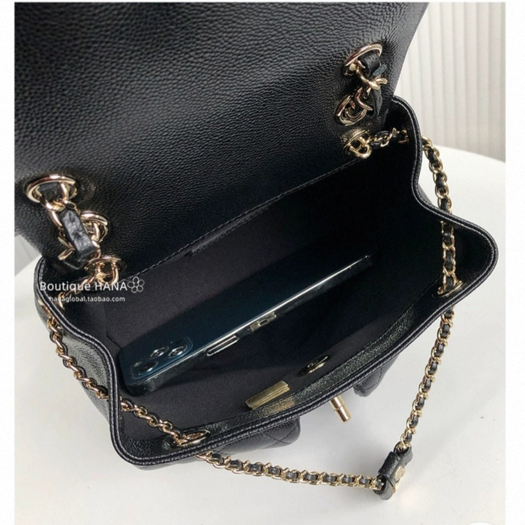 Chanel Medium Cargo Duma Backpack Black Shiny Grained Calfskin