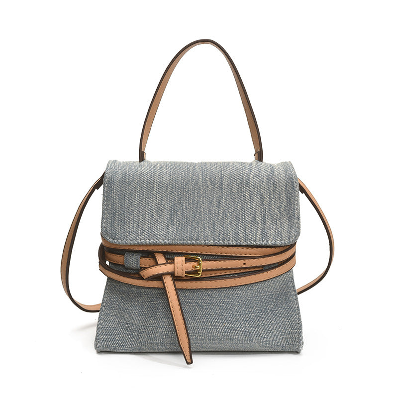 Designer Vintage Boho Moschino Tie Me Denim Bag