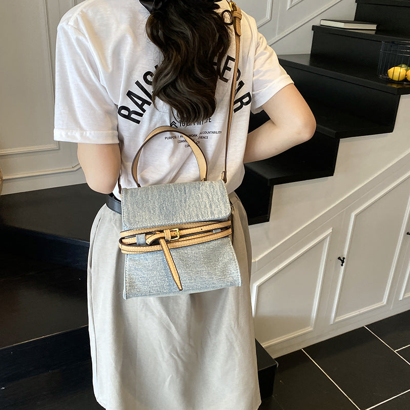 Designer Vintage Boho Moschino Tie Me Denim Bag
