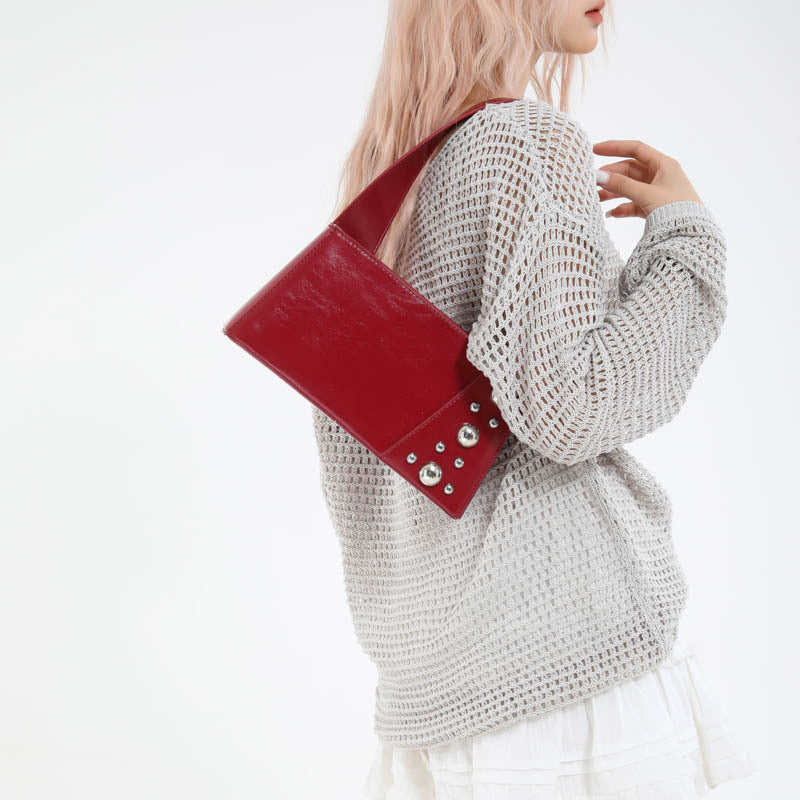 Ladies New Luxury Designer Rivet Shoulder Bag