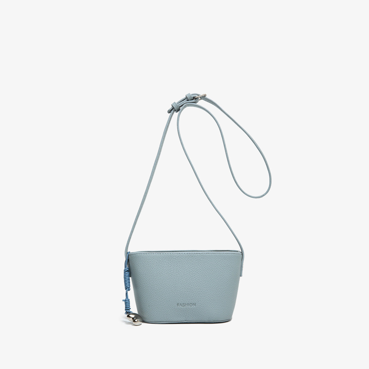 High Quality Simple Lychee Pattern Solid Color Bucket Blue Bag