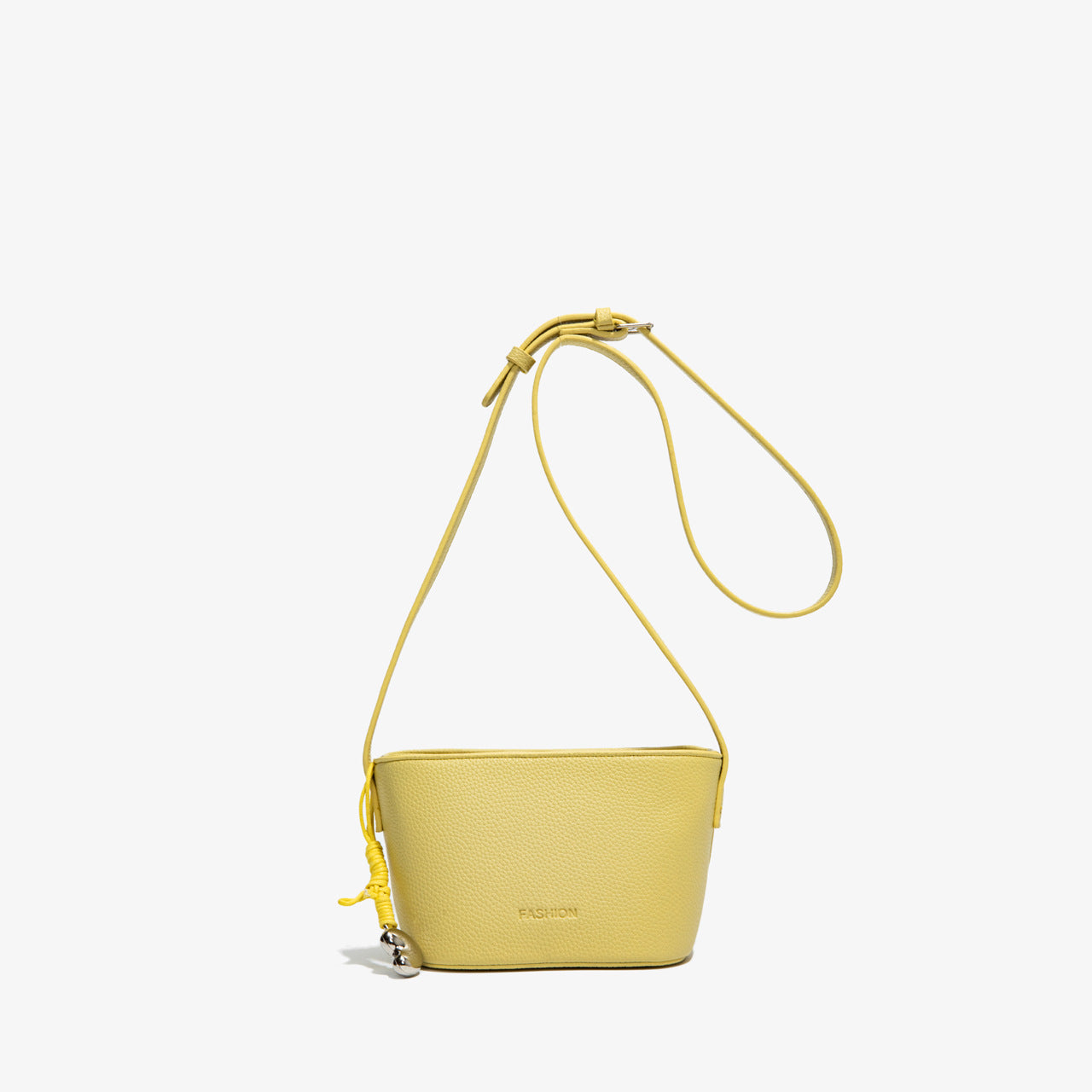 High Quality Simple Lychee Pattern Solid Color Bucket Blue Bag