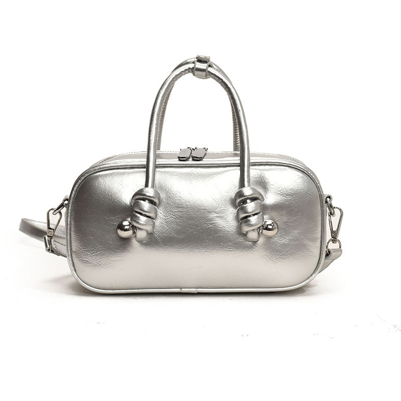 Small Leather Wallet With Top Handle Casual Shoulder Tote White Bag