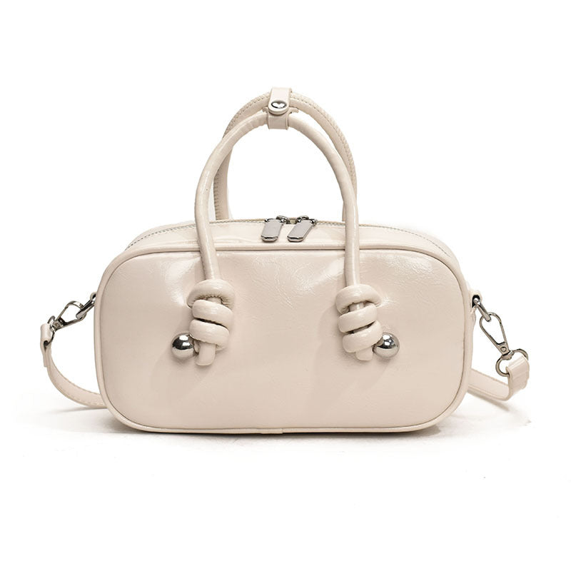 Small Leather Wallet With Top Handle Casual Shoulder Tote White Bag