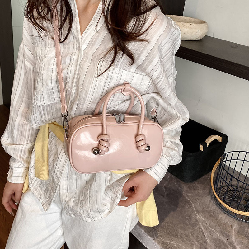Small Leather Wallet With Top Handle Casual Shoulder Tote White Bag