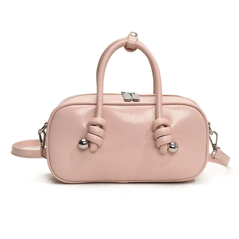 Small Leather Wallet With Top Handle Casual Shoulder Tote White Bag
