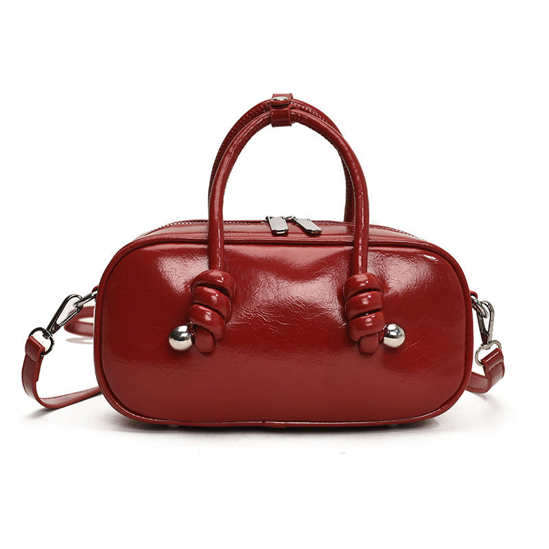 Small Leather Wallet With Top Handle Casual Shoulder Tote White Bag