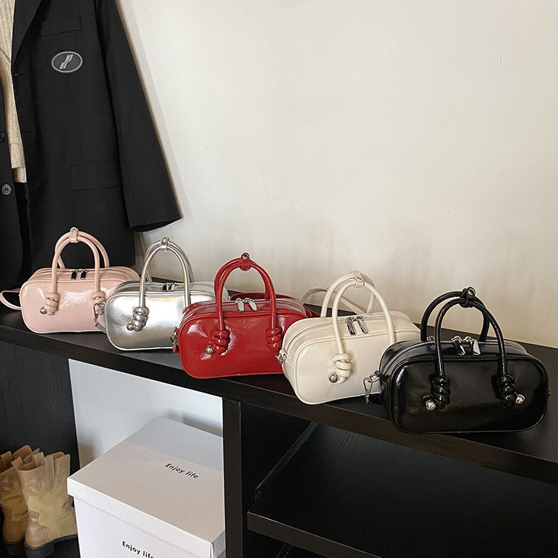 Small Leather Wallet With Top Handle Casual Shoulder Tote White Bag