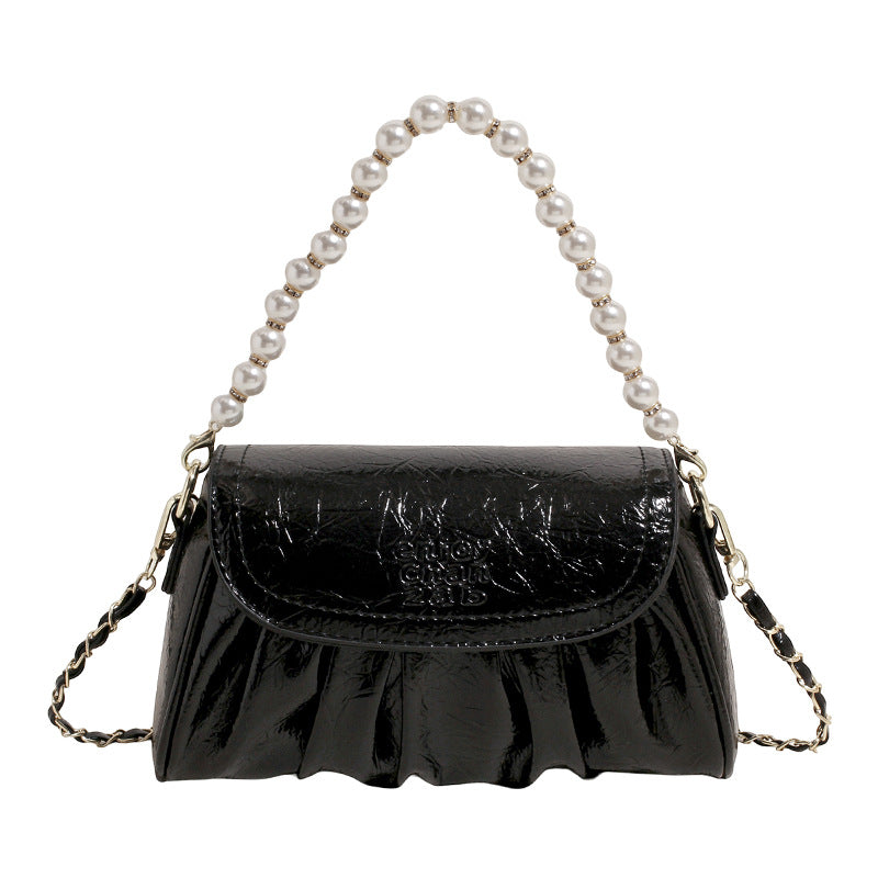 Solid Pearl Pleated Underarm Women Elegant Commuter Outdoor Bag