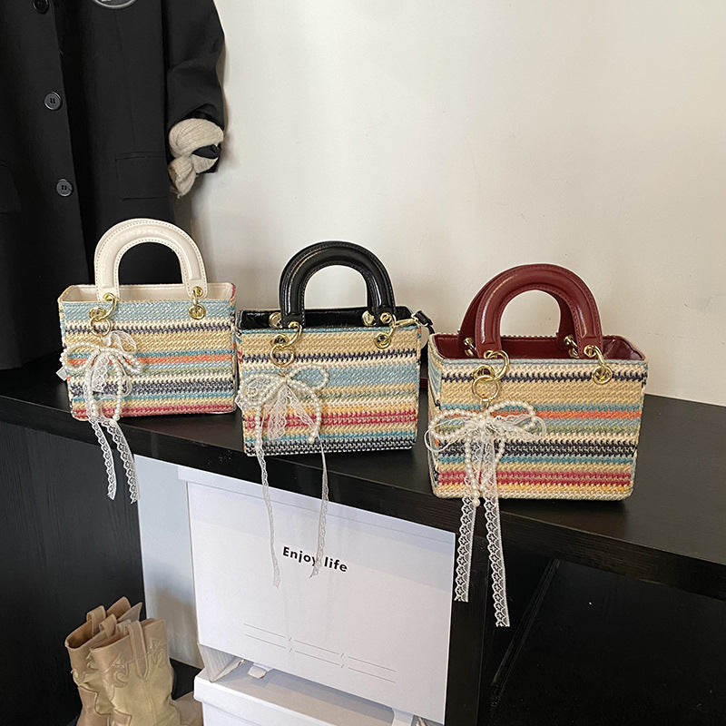 Women's Fashionable Red Colorful Handbag Casual Versatile Shoulder Bag