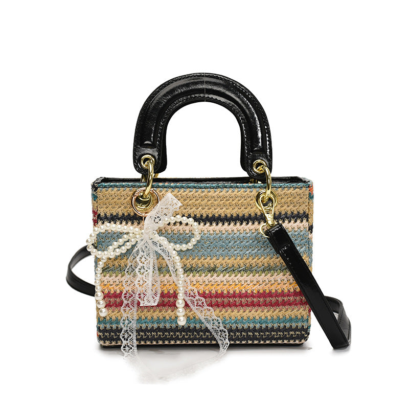 Women's Fashionable Red Colorful Handbag Casual Versatile Shoulder Bag