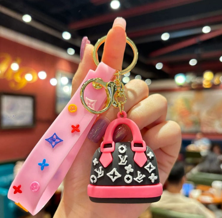 Cute Silicone Handbag Shaped & Labubu Keychains Charm