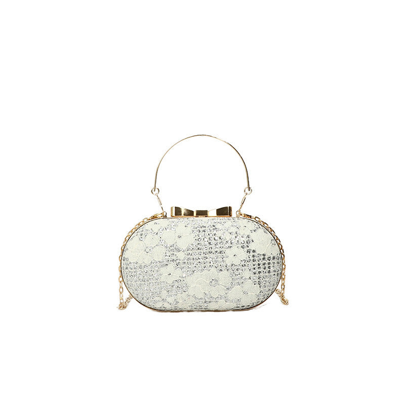 Glamorous Evening Shiny Rhinestone Bow Clasp Women's Bag