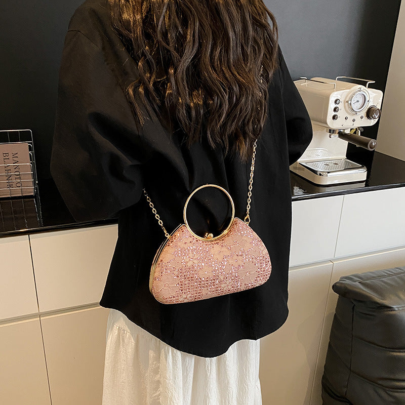 Spring Stitched Square Lockable Shiny Crossbody Women's Bag