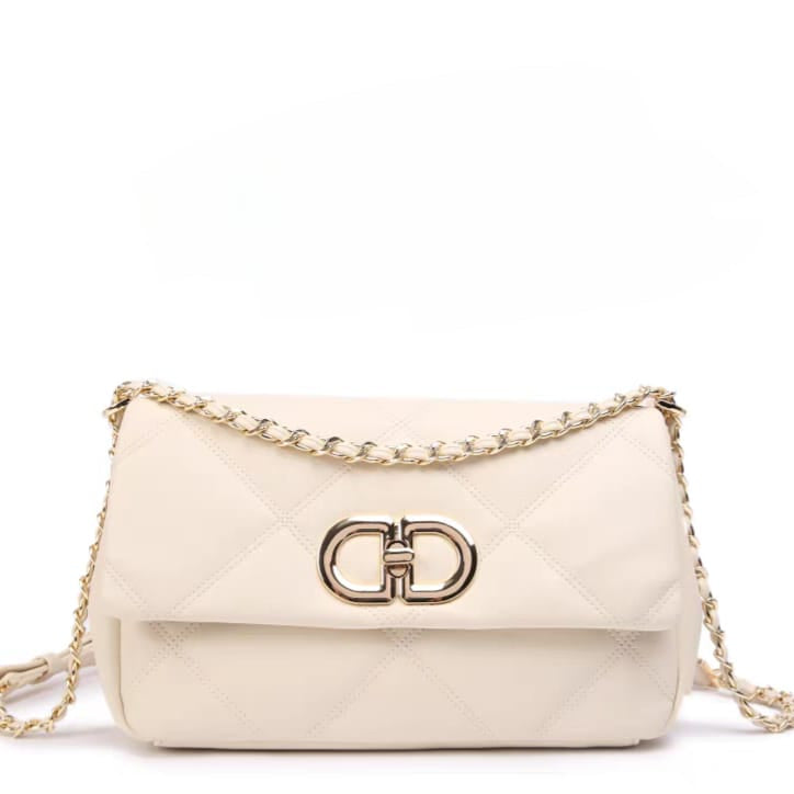 Bettina Vivian White Quilted Shoulder Bag