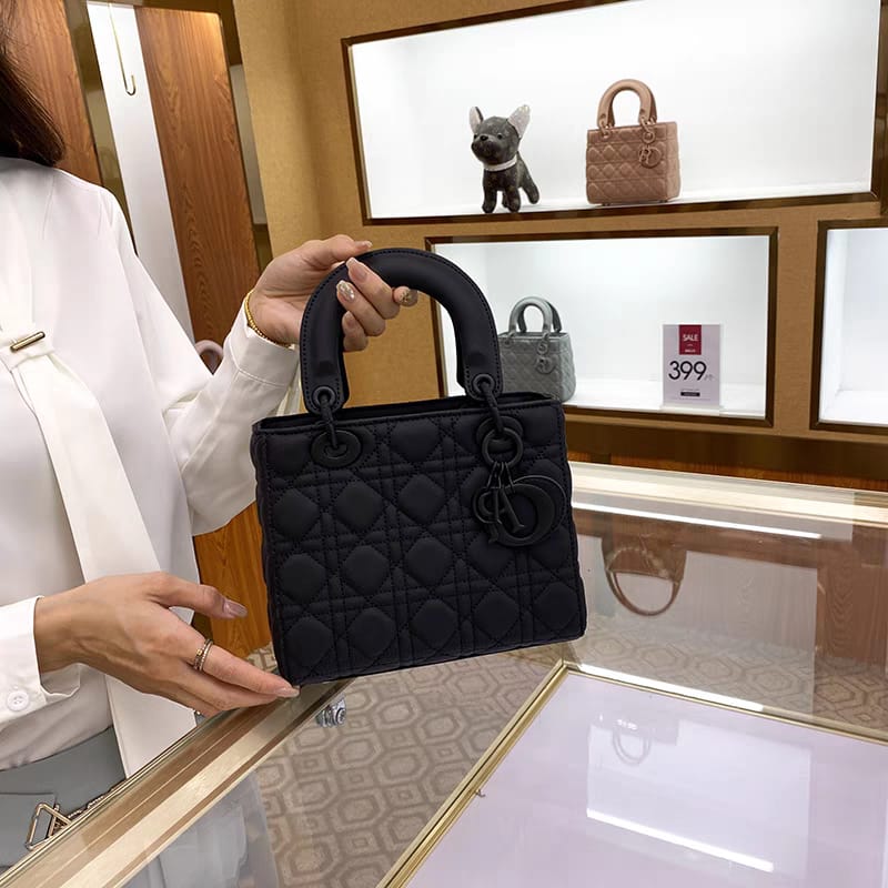 Medium Lady Dior Black Cannage Lambskin Bag