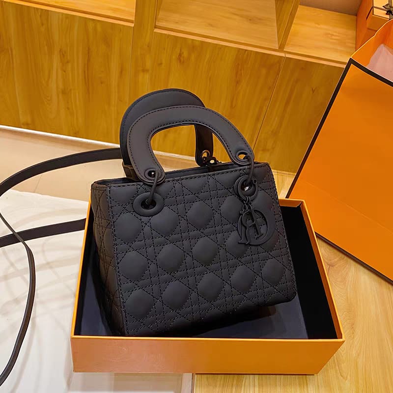 Medium Lady Dior Black Cannage Lambskin Bag