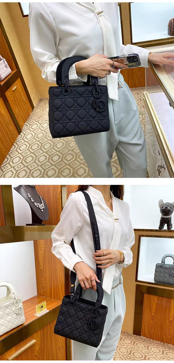 Medium Lady Dior Black Cannage Lambskin Bag
