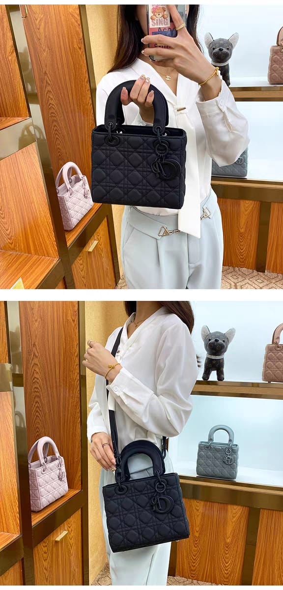 Medium Lady Dior Black Cannage Lambskin Bag