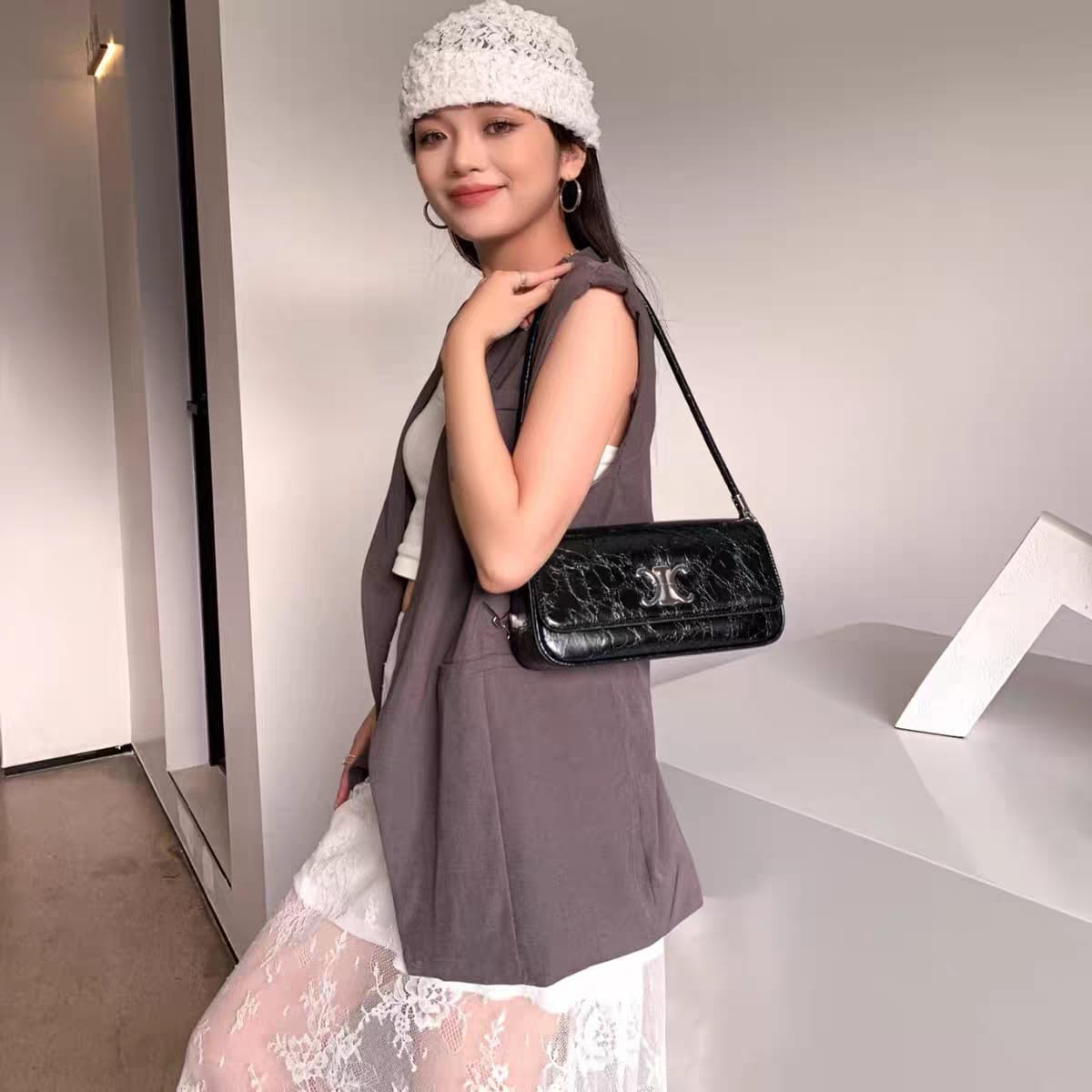 Celine Classique Triomphe Black Bag