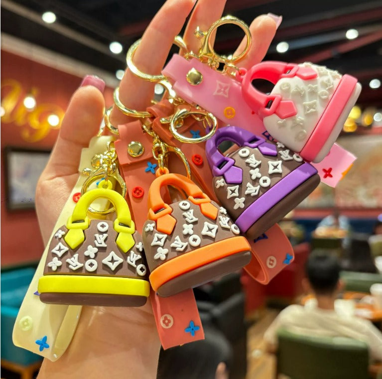 Cute Silicone Handbag Shaped & Labubu Keychains Charm