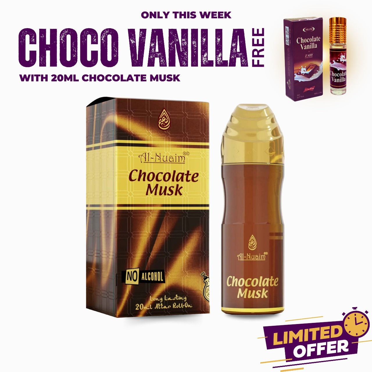 Al-Nuaim® Chocolate Musk Alcohol Free Attar - 20ml | Unisex Attar |