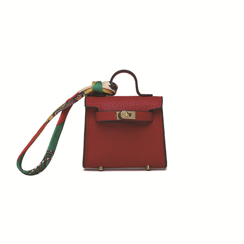 Top Grain Leather Mini Bag Charm Keyring