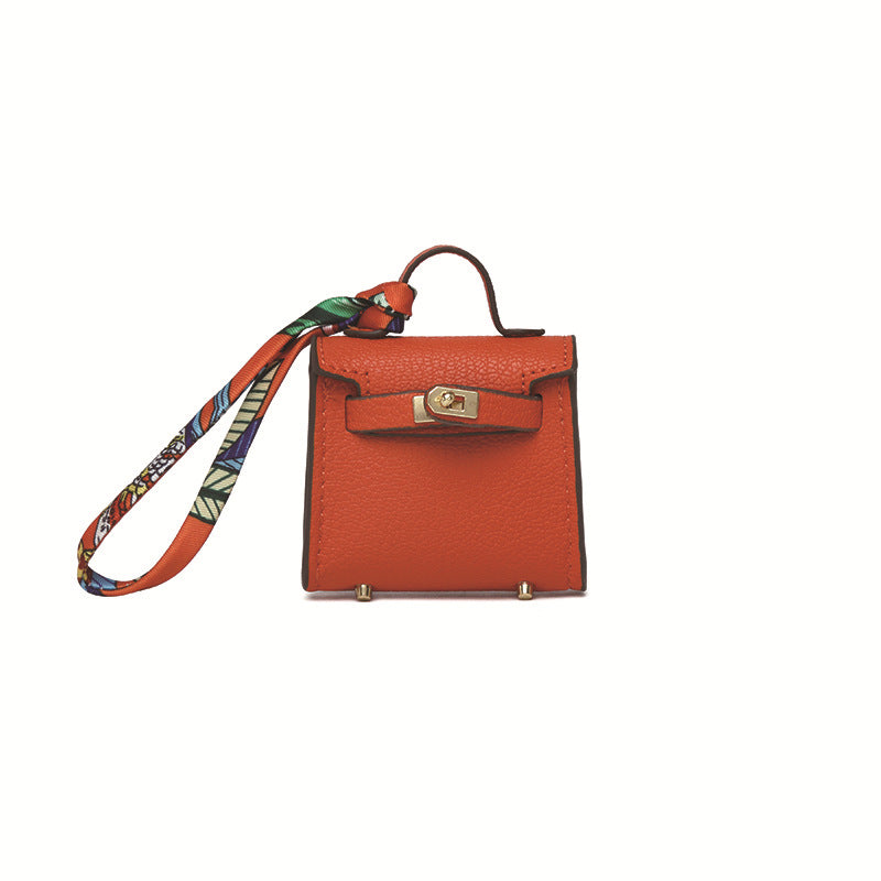 Top Grain Leather Mini Bag Charm Keyring