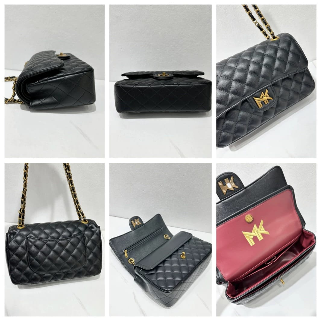 MK Black Leather Luxury Women Shoulder Bag