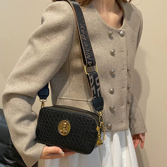Metal Decorated Solid Color Simple Crossbody Bag