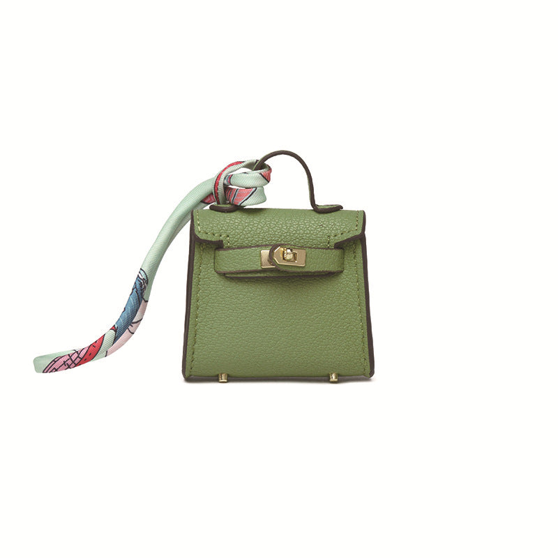 Top Grain Leather Mini Bag Charm Keyring