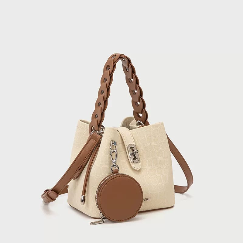 Handheld Bucket Girls Cream Bag